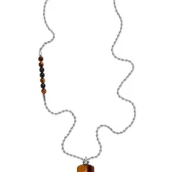 Diesel Kette mit Anhänger »SINGLE DOGTAGS, DX1318040«, mit Achat und Tigeraugen