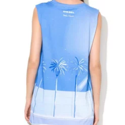 Diesel Rundhalsshirt »DIESEL Sommer Tank Top cooles Damen Cut-Off-Shirt mit Palmen-Print Freizeit-Shirt Blau« -Diesel Verkäufe e5cdf068 2461 5979 951c 86c30ffded58