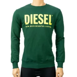Diesel Rundhalspullover Grün mit Frontprint